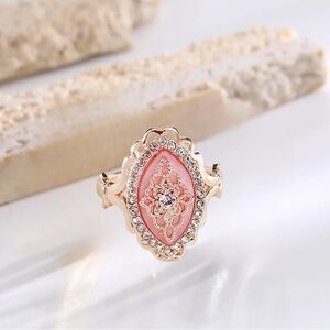 Pink and Gold Minimalist Rings with Crystal Accents